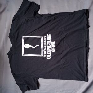 Funny Graphic T-Shirt Size XL Black White Sperm Picture Photo Silly‎ Crewneck
